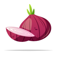 Red onion vector isolated illustration