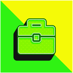 Briefcase Green and yellow modern 3d vector icon logo