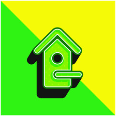 Bird House Green and yellow modern 3d vector icon logo