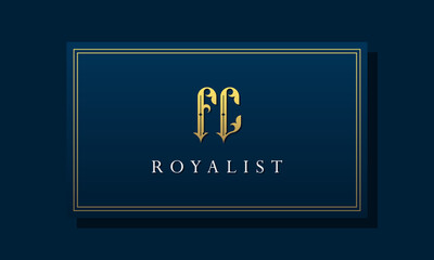 Royal vintage intial letter FC logo.