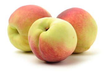 ripe peach on white background 