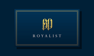Royal vintage intial letter GD logo.