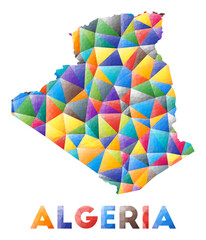 Algeria - colorful low poly country shape. Multicolor geometric triangles. Modern trendy design. Vector illustration.