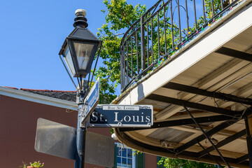 Street Sign and Lamp Post in New Orleans, Louisiana, USA