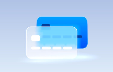 Glass credit card transparent icon, collection sign. Vector