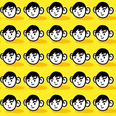 seamless pattern of cute face kid cartoon