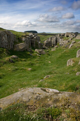 Fototapeta na wymiar Limestone Corner on Hadrian's Wall, Northumberland, UK