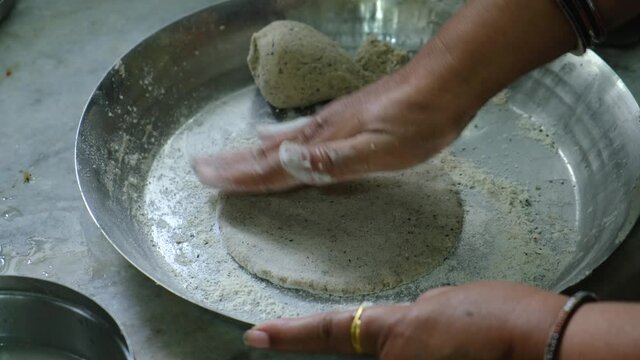 Making a dough for Bhakari ( a Maharashtrian authentic Bread )