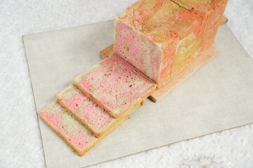 Rainbow on toasted bread. Rainbow bread toast.