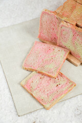 Rainbow on toasted bread. Rainbow bread toast.