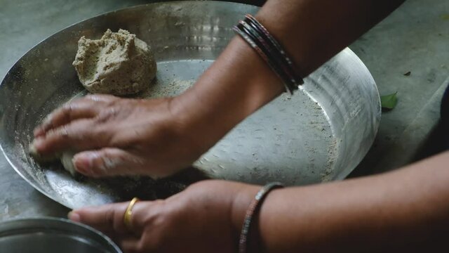Making a dough for Bhakari ( a Maharashtrian authentic Bread )