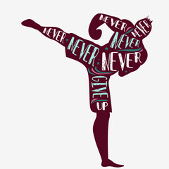 Never give up. Sport/Fitness typographic poster.