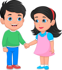 children in love holding hands