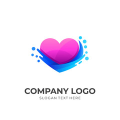 abstract love logo with social community