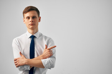 business man in shirt with tie posing fashion self confidence