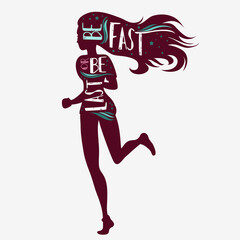 Running girl. Motivational and inspirational illustration.