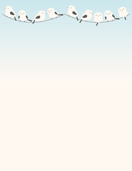 冬のイラスト背景(小鳥・縦)