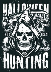 Halloween vintage monochrome poster