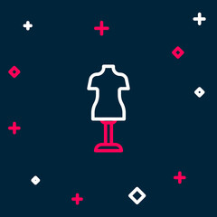 Line Mannequin icon isolated on blue background. Tailor dummy. Colorful outline concept. Vector