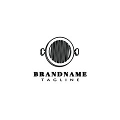 barbecue grill cartoon logo icon design template black vector