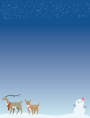 冬のイラスト背景(鹿・縦)