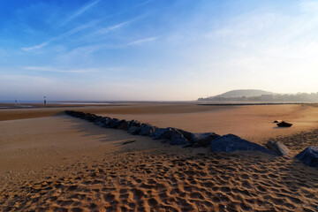 Cabour beach and Dives river estuary in Normandy coast