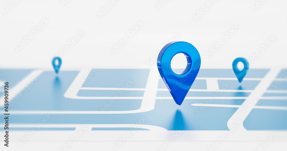 Poster blue location symbol pin icon sign or navigation locator map travel gps direction pointer and marker