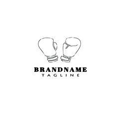 boxing glove cartoon logo icon design template black isolated vector illustration