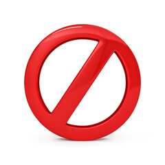 Red prohibited sign or not allowed ban warning danger no symbol risk safety caution and forbidden stop icon isolated on white background with attention forbid illustration 3d graphic alert design.