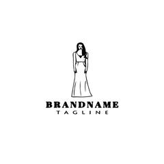 bridesmaid logo cartoon icon design template black vector illustration