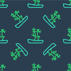 Fototapeta premium Line Bare tree icon isolated seamless pattern on blue background. Vector