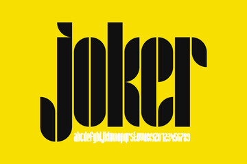 Modern lowercase condensed style font design, alphabet letters and numbers vector illustration