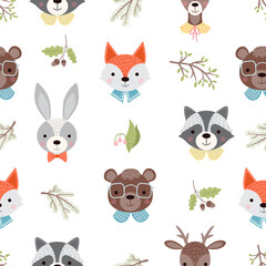 Cute forest animals seamless pattern. - 459911152