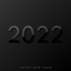 2022 Happy New Year card with glossy black numbers. Vector