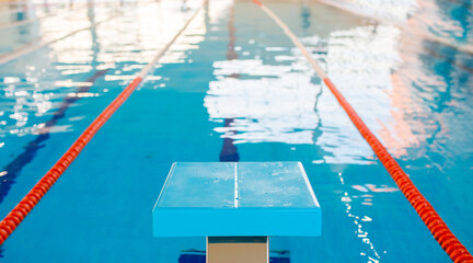 Obraz premium sports pool as a background, buoys and markings for swimming