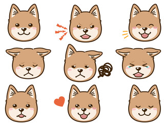 北海道犬（赤）の表情顔アイコン