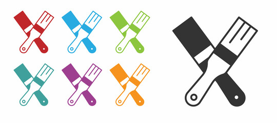 Black Paint brush icon isolated on white background. Set icons colorful. Vector
