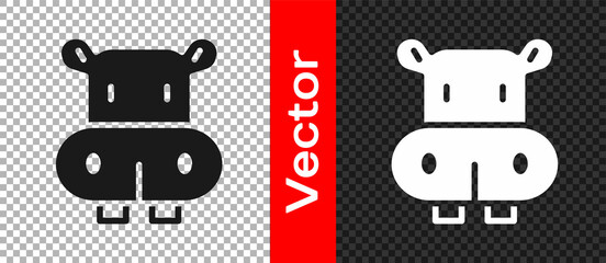 Black Hippo or Hippopotamus icon isolated on transparent background. Animal symbol. Vector