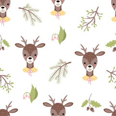 Cute deer seamless pattern. - 459914518