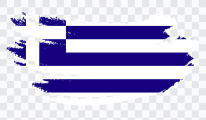 Fototapeta premium Grunge brush stroke with GREECE national flag. Watercolor painting flag,poster, banner of the national flag. Style watercolor drawing. Vector isolated on transparent background.