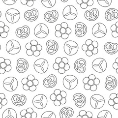 Seamless pattern with puffs, bread, buns.