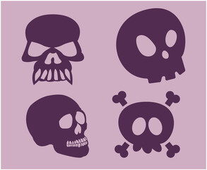 Skulls Purple Objects Signs Symbols Vector Illustration Abstract With Purple Background