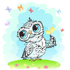 Cute little owl vector illustration