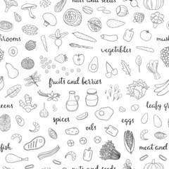 Seamless pattern with paleo diet foods.