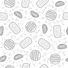 Seamless pattern with outline bread.