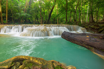 streams and waterfalls in the forest,Panoramic beautiful deep forest waterfall