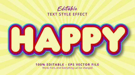 Happy text on headline template style, editable text effect