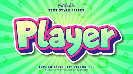 Player text on light color combination template, Editable Text Effect