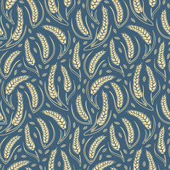 Cereal seamless pattern. Hand drawn wheat background. Vector illustration.