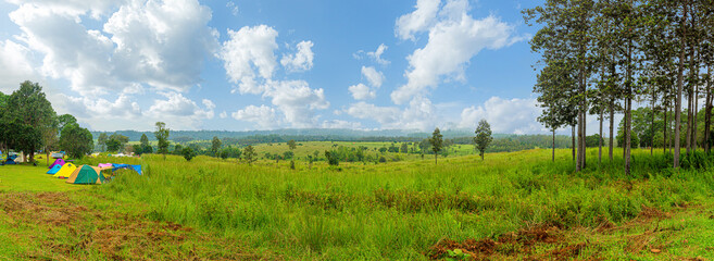 Panoramic view of the camping ground of the National Park of Thailand,Panoramic view at camping point
